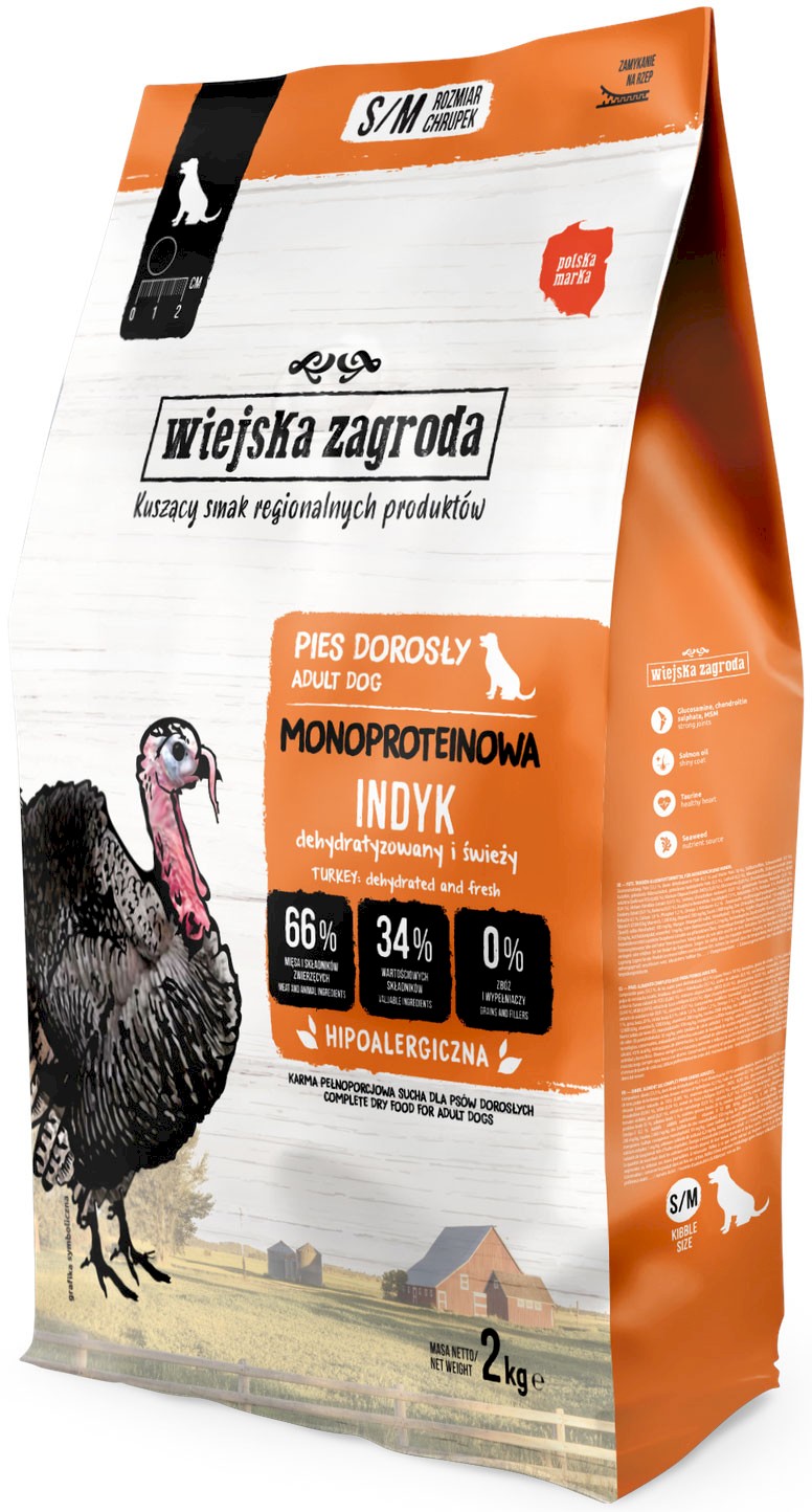 Wiejska Zagroda Mono indyk adult małe rasy, średnie rasy 2 kg