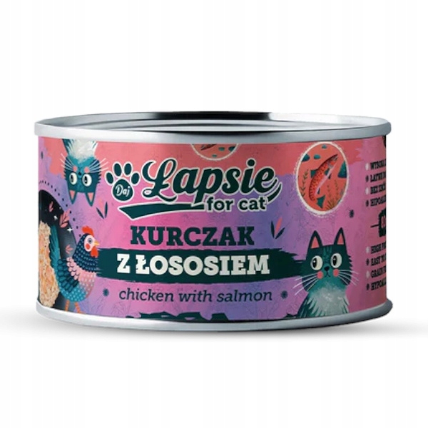 Łapsie For Cat kurczak, łosoś w bulionie adult 80 g
