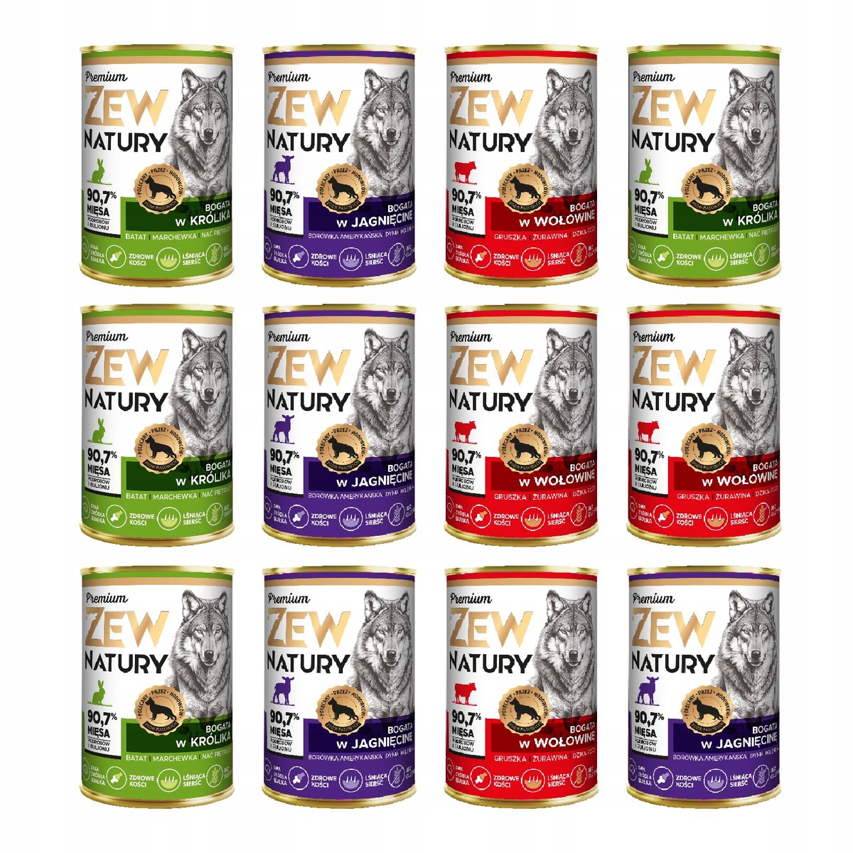 Zew Natury Mono-Protein Premium jagnięcina, królik, wołowina adult 400 g × 12