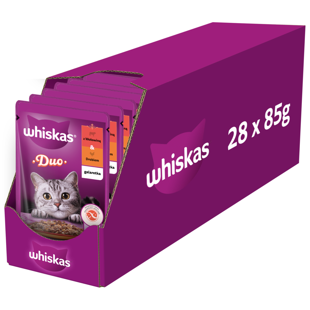 Whiskas drób, wołowina w galaretce adult 85 g × 28