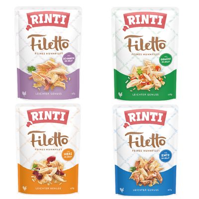 Rinti Filetto kaczka, kurczak, serce, szynka adult 100 g × 24