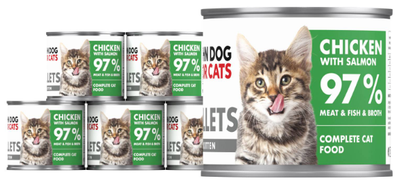 John Dog For Cats kurczak, łosoś kawałki kitten 140 g × 6