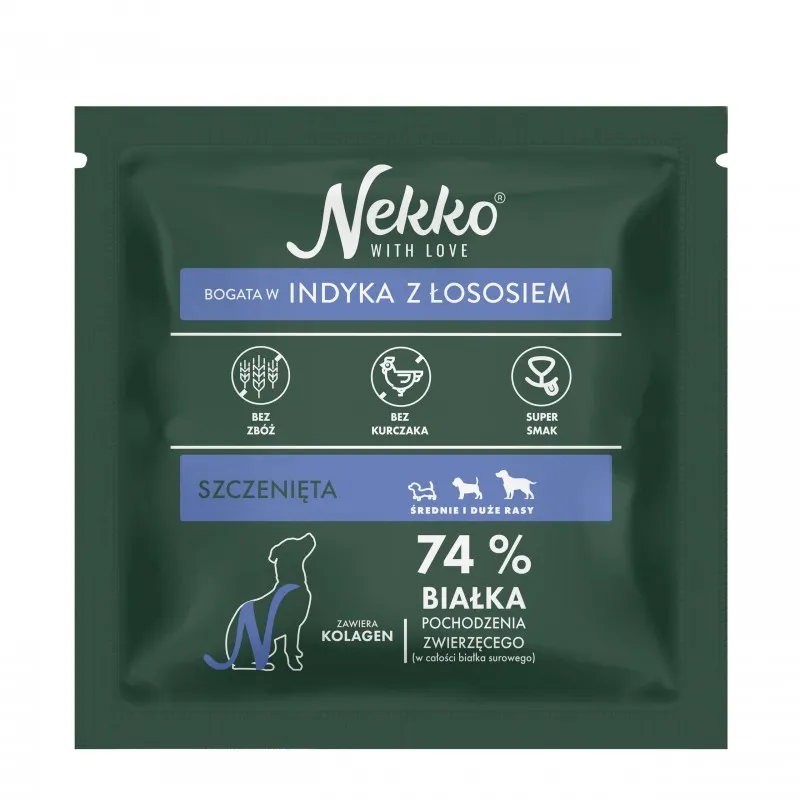 Nekko GF indyk, łosoś puppy średnie rasy, duże rasy 70 g