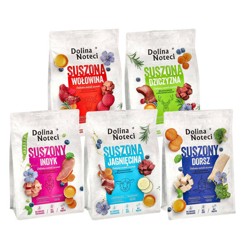 Dolina Noteci Premium dorsz, dziczyzna, indyk, jagnięcina, wołowina adult 3 kg × 5