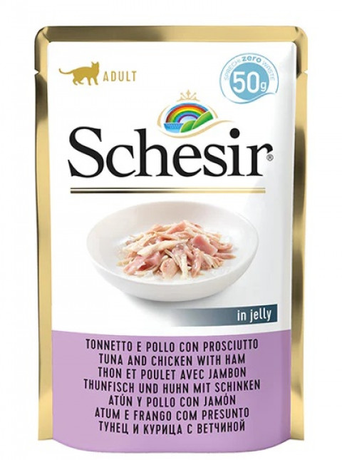 Schesir tuńczyk, kurczak, szynka kawałki adult 50 g