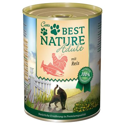Best Nature kurczak, łosoś z ryżem adult 400 g × 12