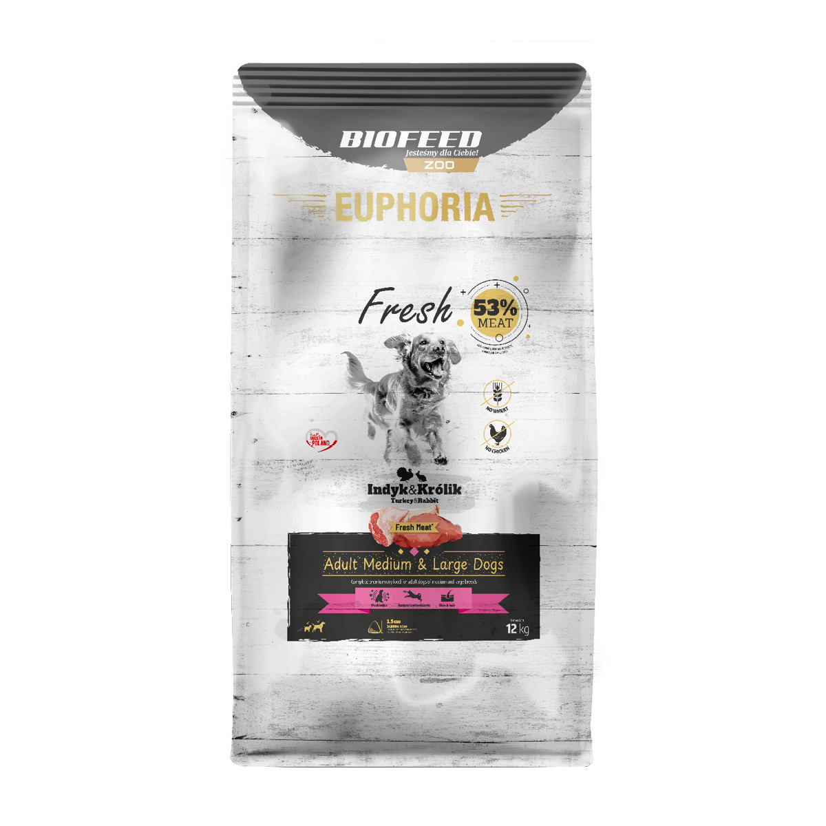 BioFeed Euphoria Fresh indyk, królik adult średnie rasy, duże rasy 12 kg