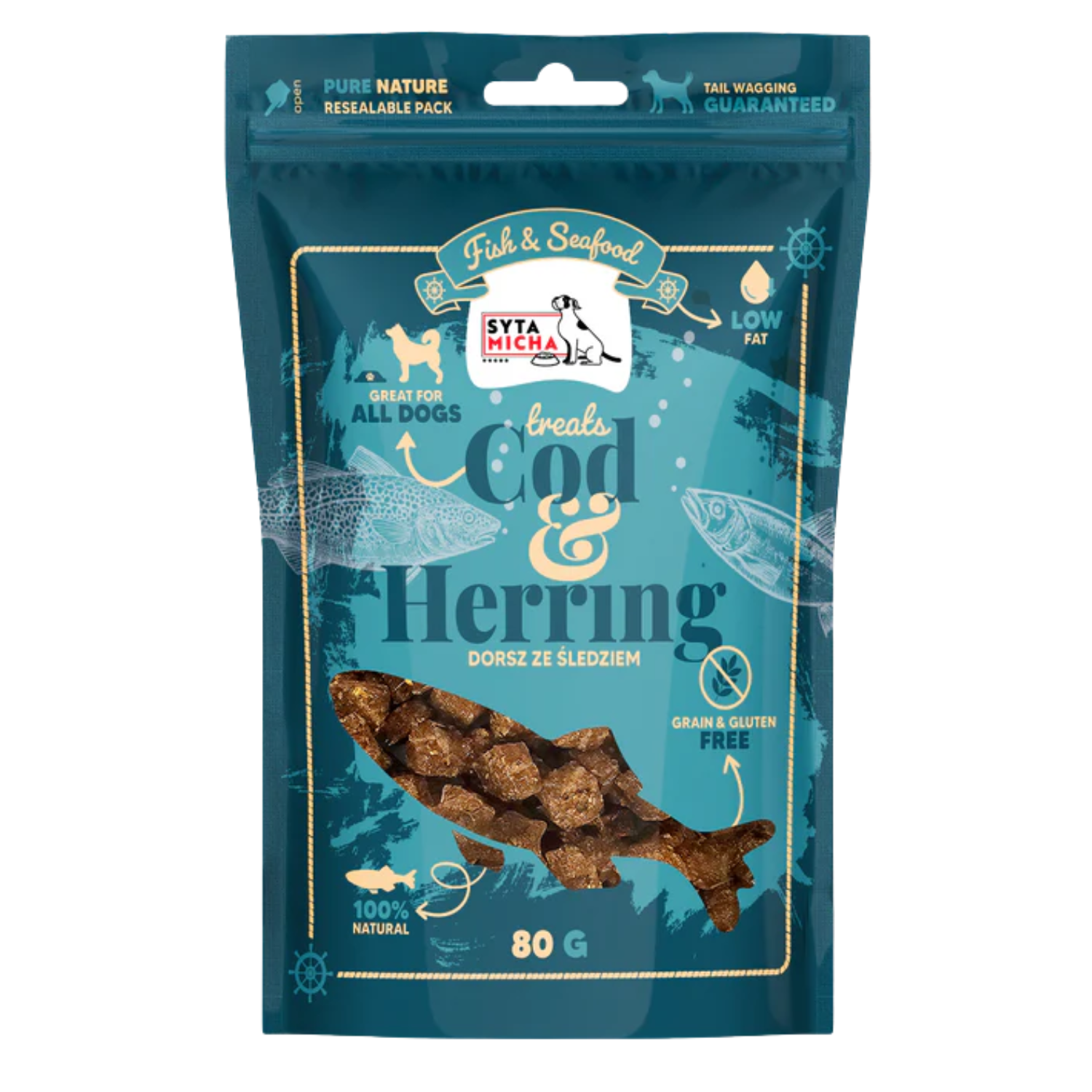 Syta Micha Fish & Seafood dorsz, śledź 80 g