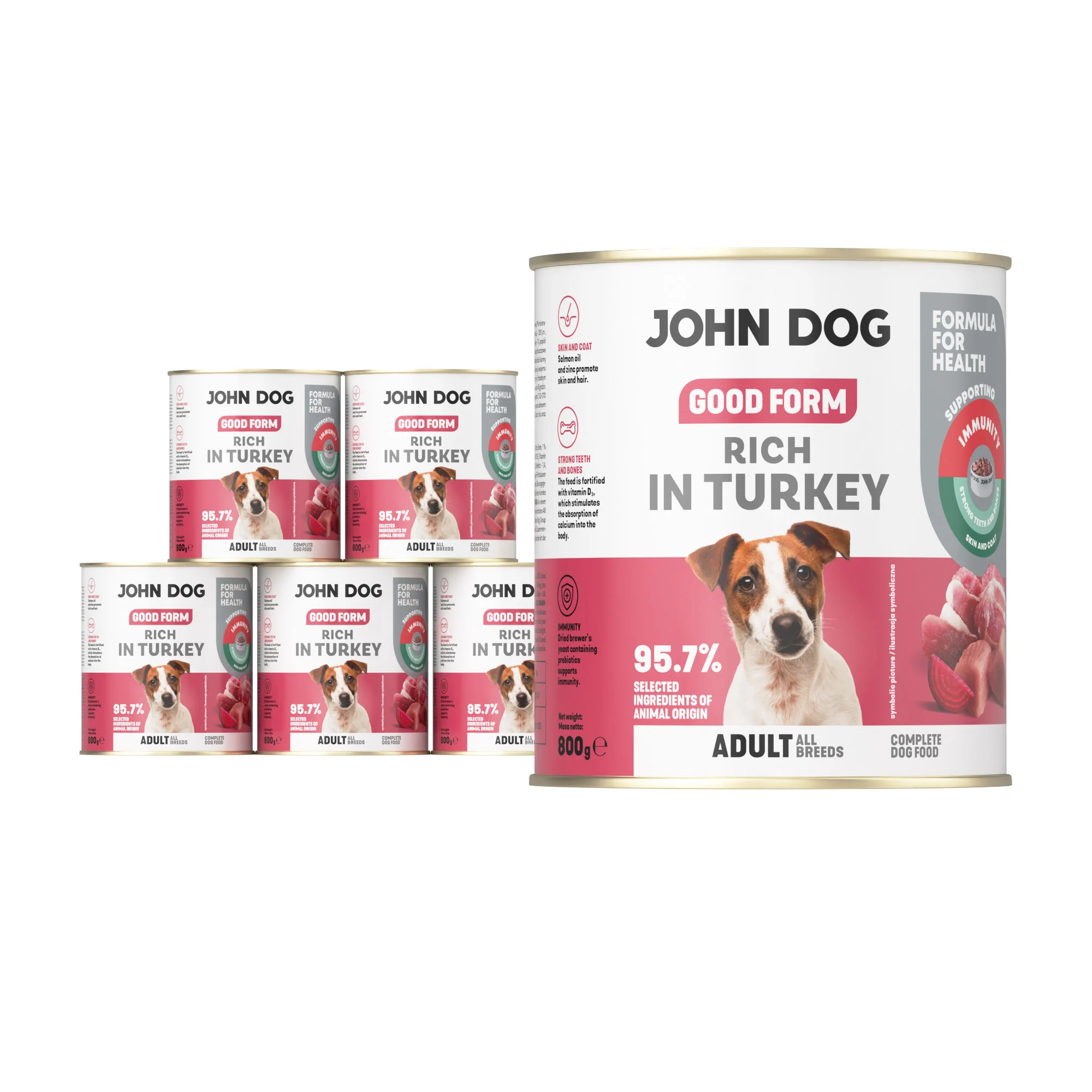 John Dog Good Form indyk, wieprzowina adult 800 g × 6