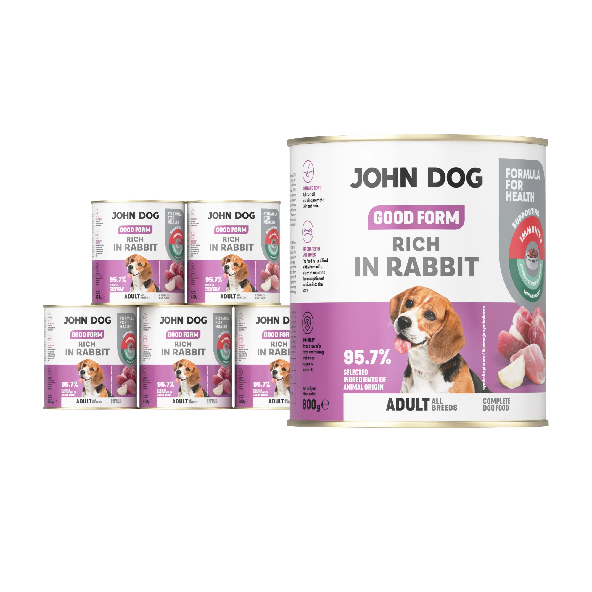 John Dog Good Form królik, wieprzowina adult 800 g × 6