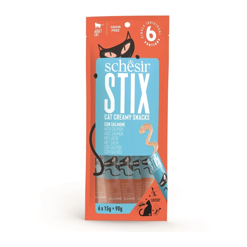 Schesir Stix łosoś w kremie adult 15 g × 6
