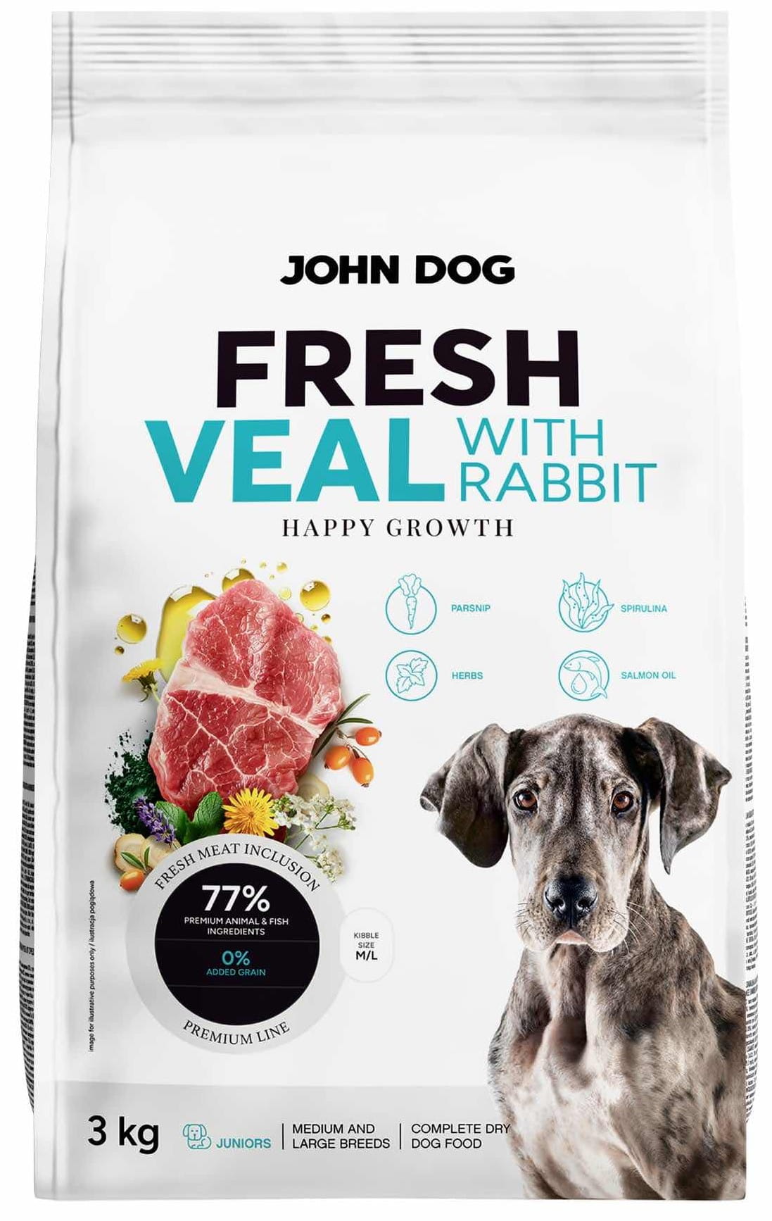 John Dog Fresh cielęcina, królik junior 3 kg