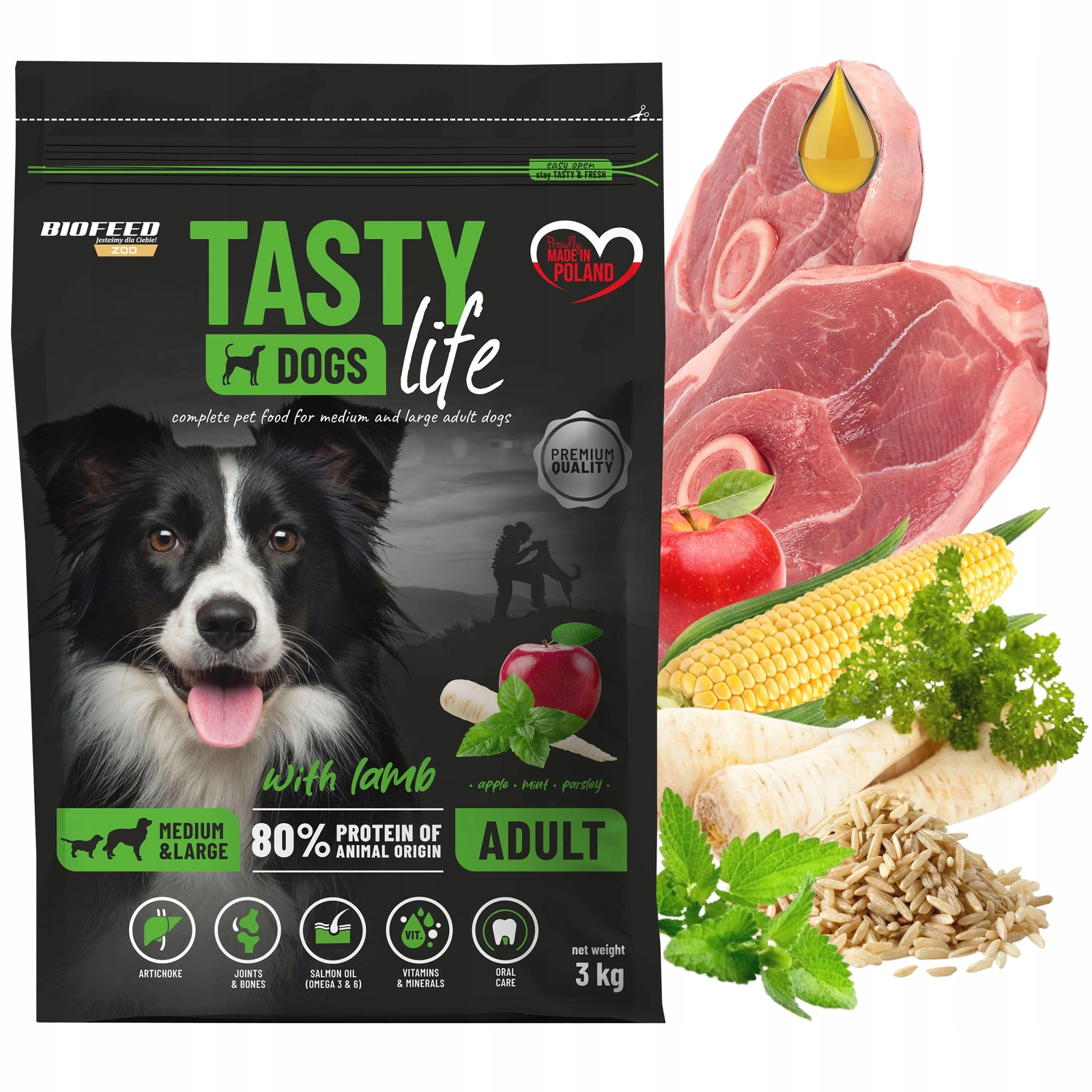 BioFeed Tasty Dogs Life jagnięcina średnie rasy, duże rasy 3 kg