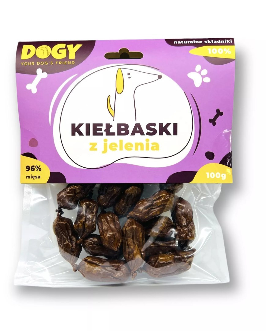 Dogy kiełbaski z jelenia 100 g