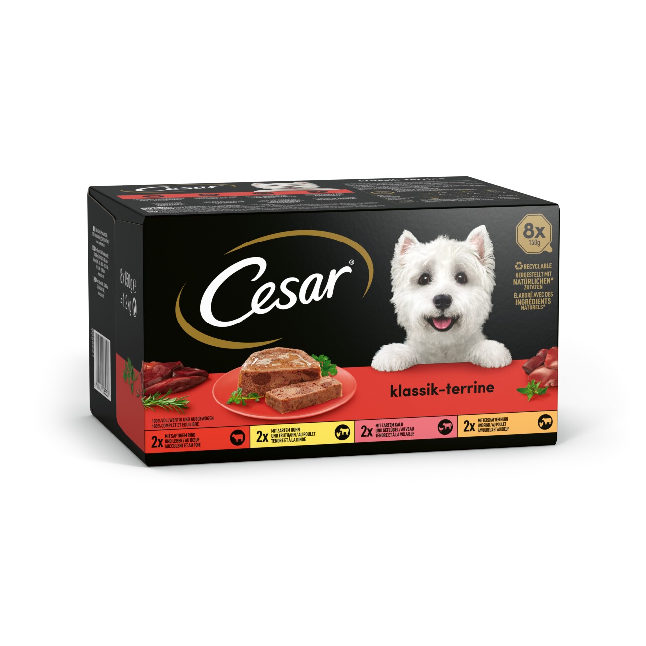 Cesar Classic cielęcina, drób, indyk, kurczak, wołowina, wątroba adult 150 g × 8