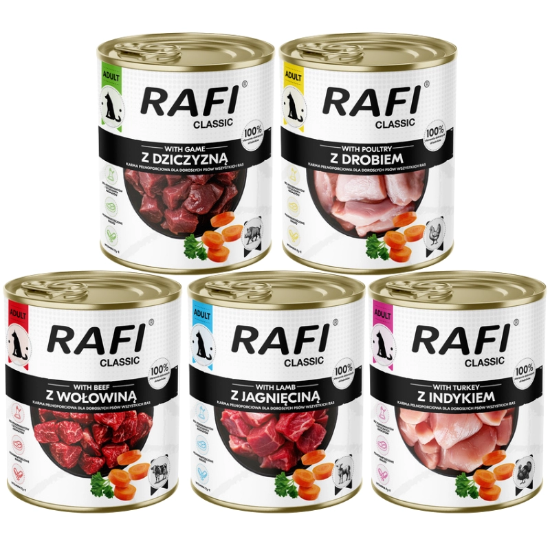 Dolina Noteci Rafi Classic drób, dziczyzna, indyk, jagnięcina, wołowina 800 g × 5