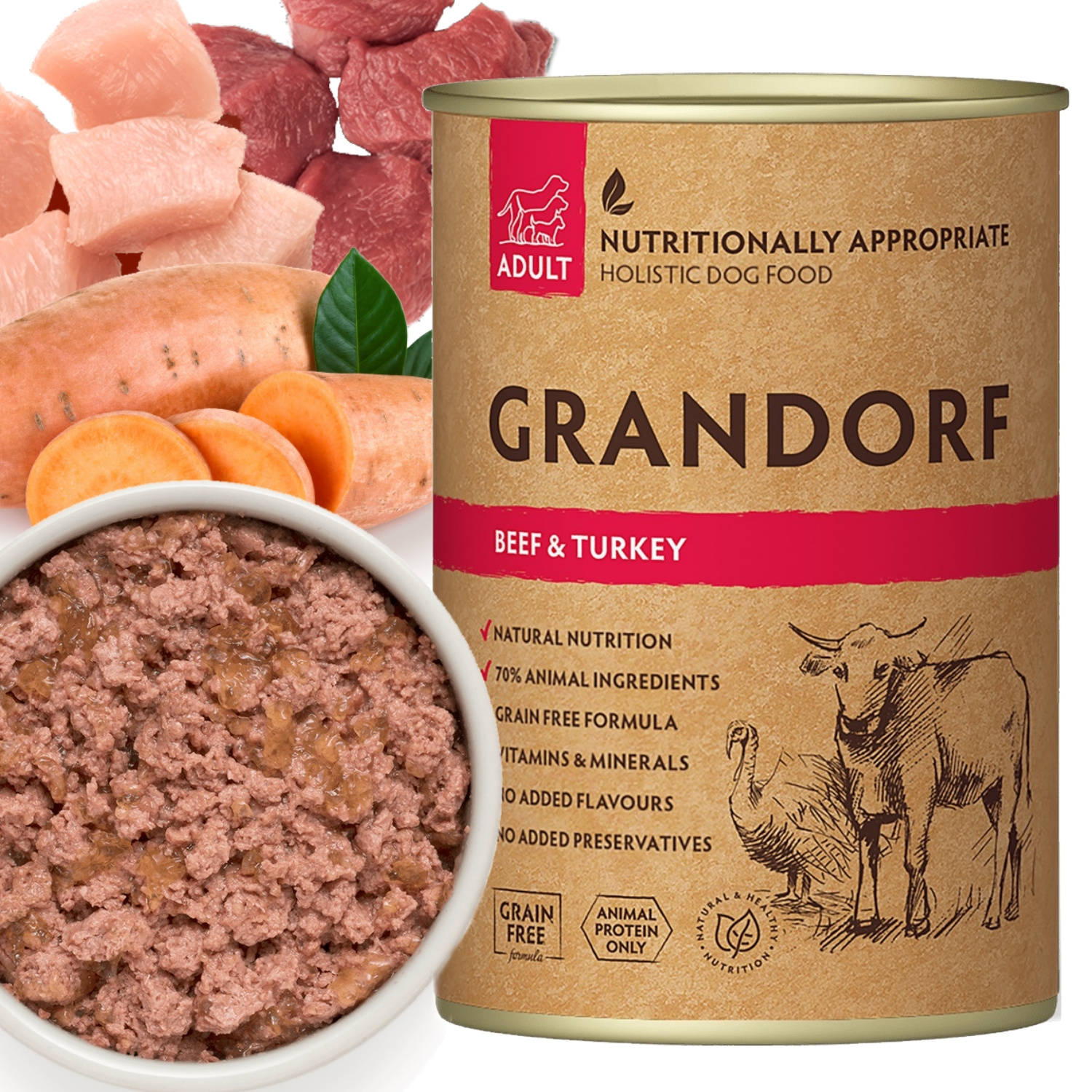 Grandorf indyk, wołowina adult 400 g