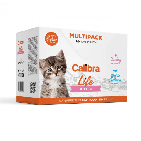 Calibra Life Sterilised Light mix smaków w sosie kitten 85 g × 12