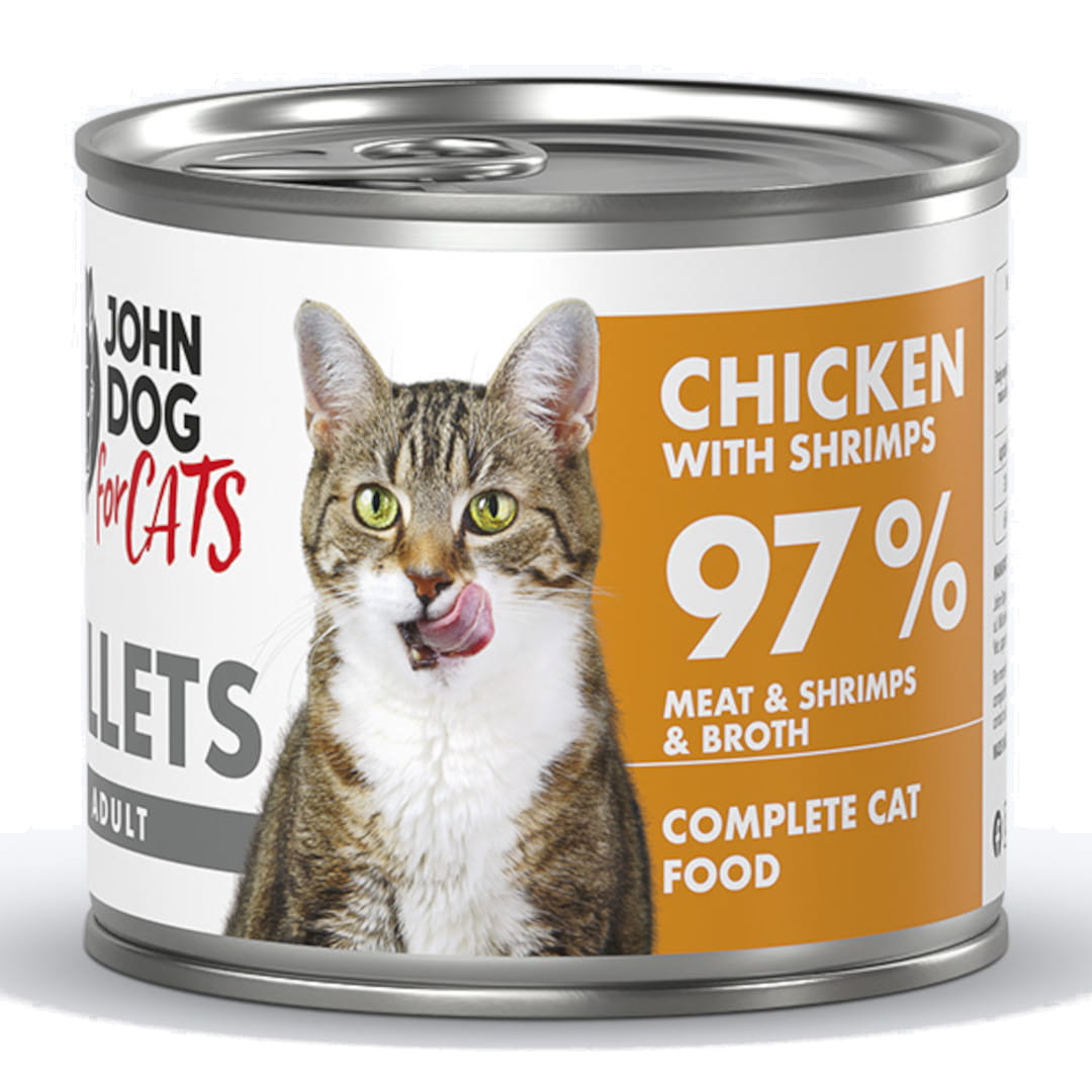 John Dog For Cats kurczak z krewetkami kawałki adult 140 g