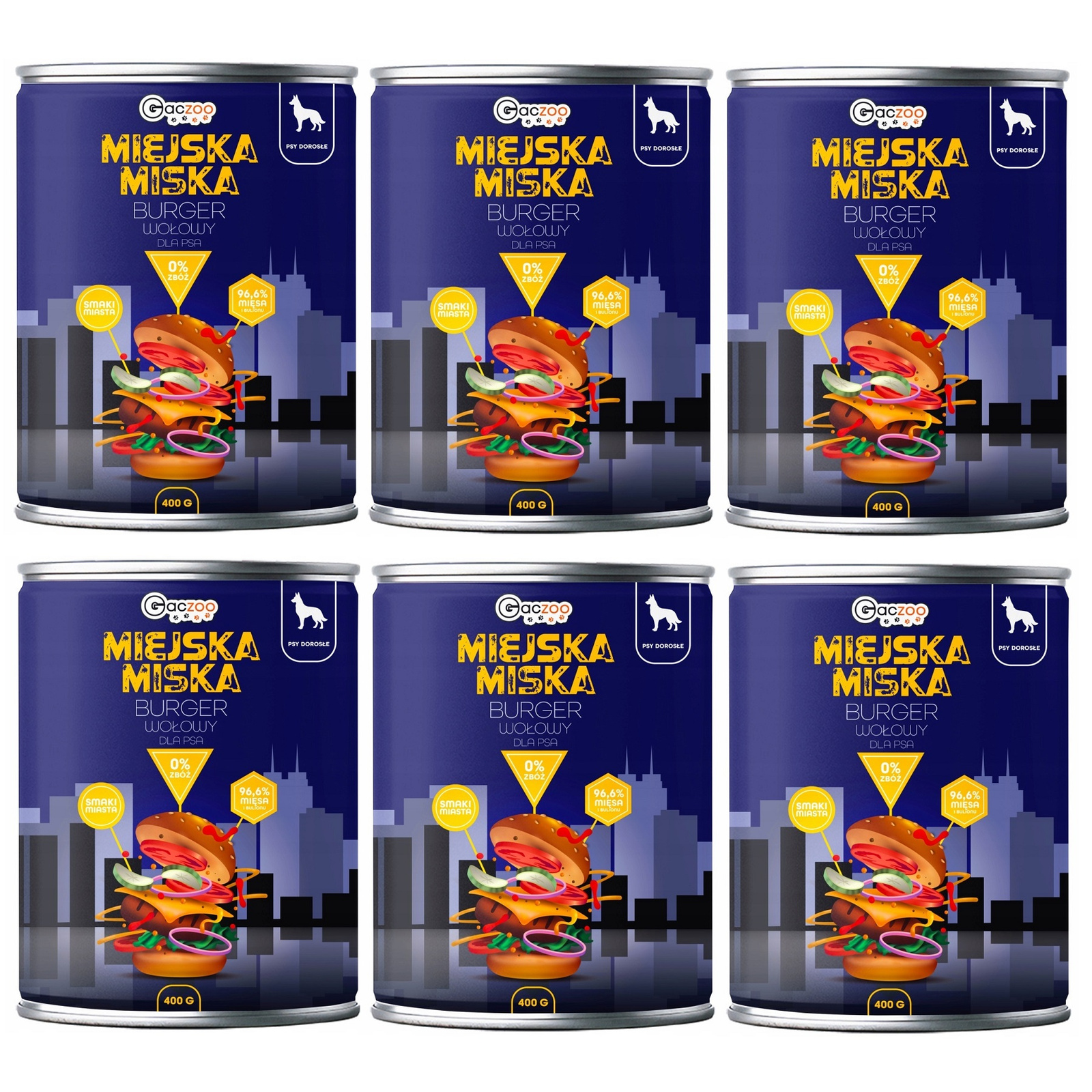 Gaczoo Miejska Miska burger wołowy z batatem 400 g × 6