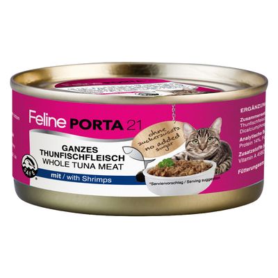 Porta 21 Feline krewetki, tuńczyk w bulionie adult 156 g × 6