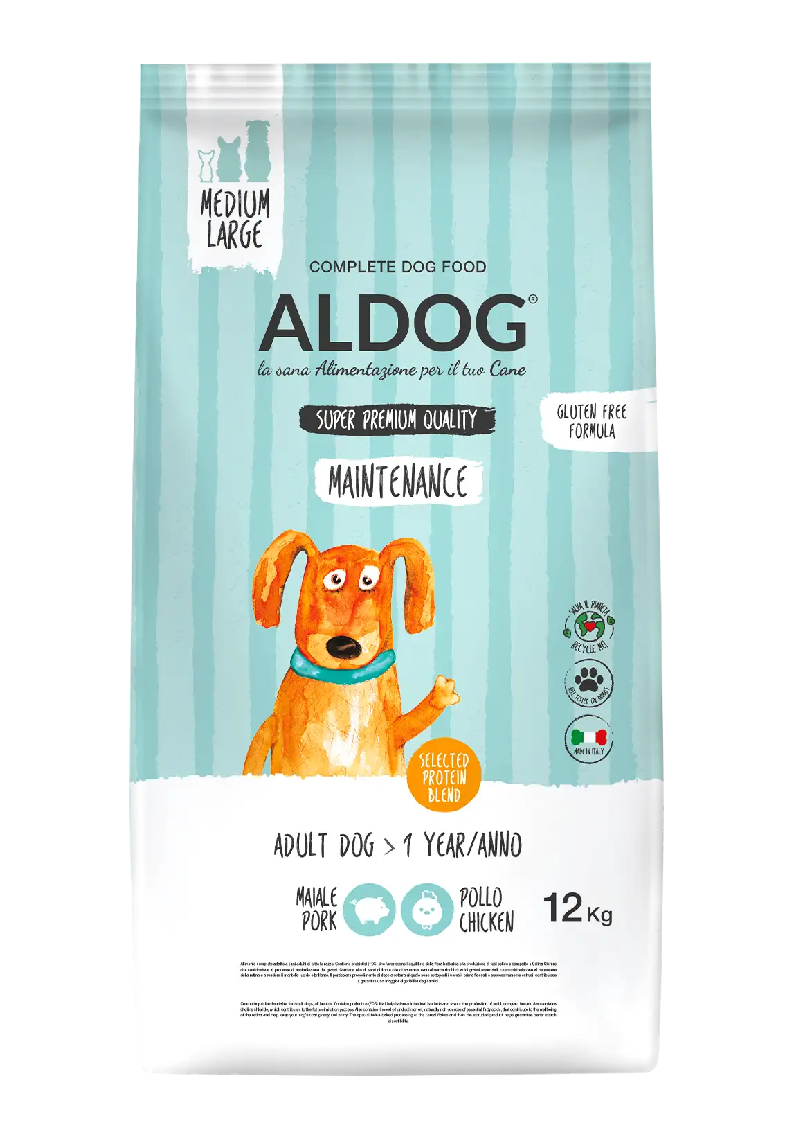 Aldog Maintenance kurczak, wieprzowina adult średnie i duże rasy 12 kg