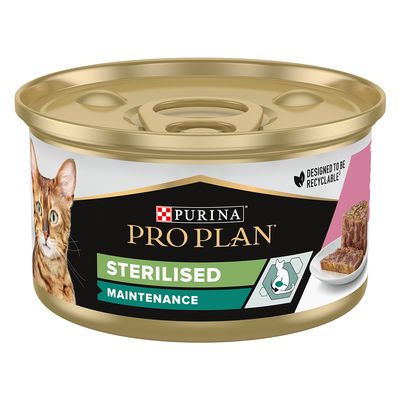 Purina Pro Plan Sterilised tuńczyk, łosoś pasztet adult 85 g × 48