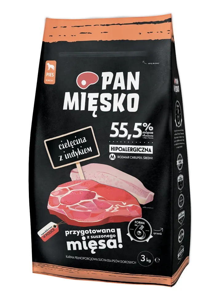 Pan Mięsko cielęcina, indyk adult średnie rasy 3 kg