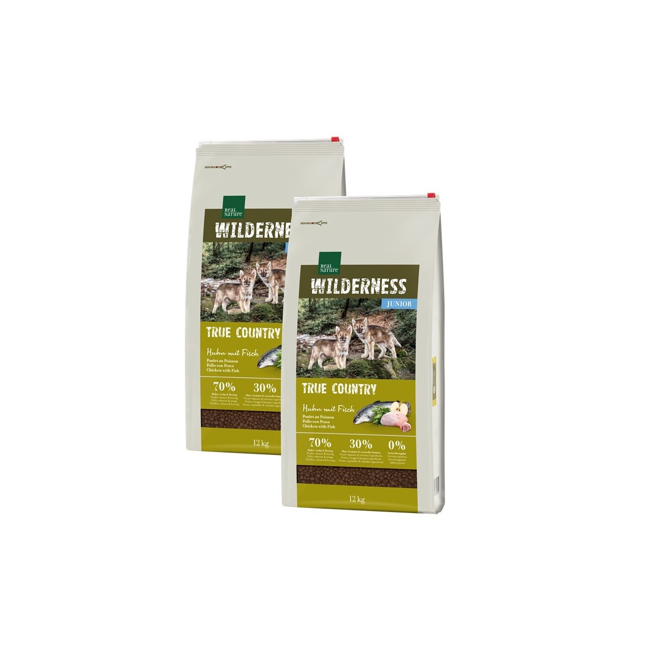 REAL NATURE Wilderness True Country kurczak, ryba junior 12 kg × 2