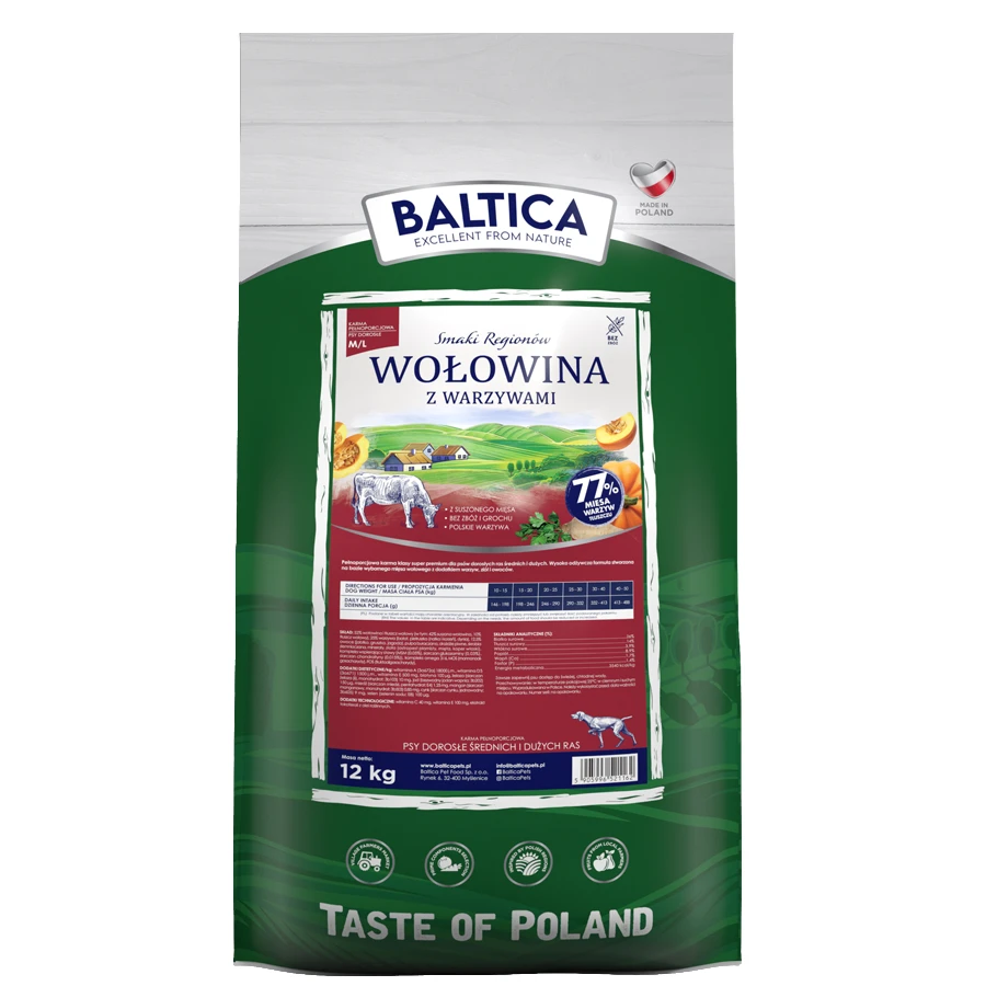 Baltica Smaki Regionów wołowina adult średnie i duże rasy 12 kg