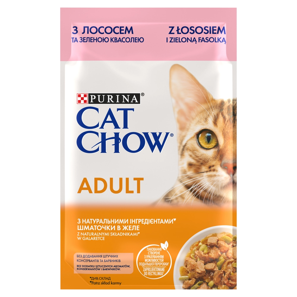 Purina Cat Chow łosoś z zieloną fasolką w galaretce adult 85 g