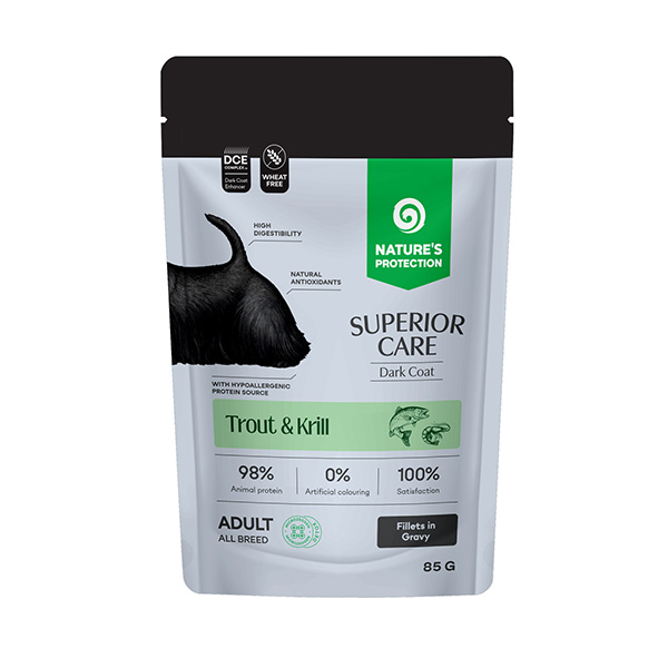 Nature's Protection Superior Care Dark Coat kryl, pstrąg adult 85 g