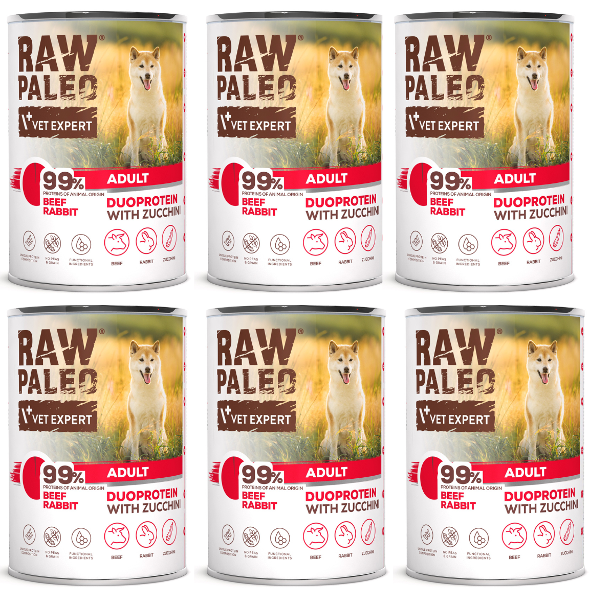 VetExpert Raw Paleo królik, wołowina adult 400 g × 6