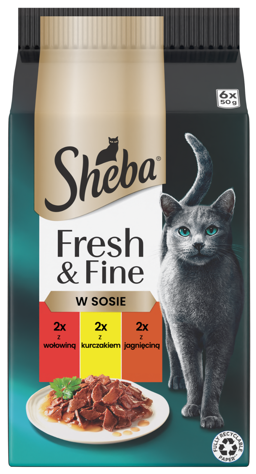 Sheba Fresh & Fine mix smaków w sosie adult 50 g × 6