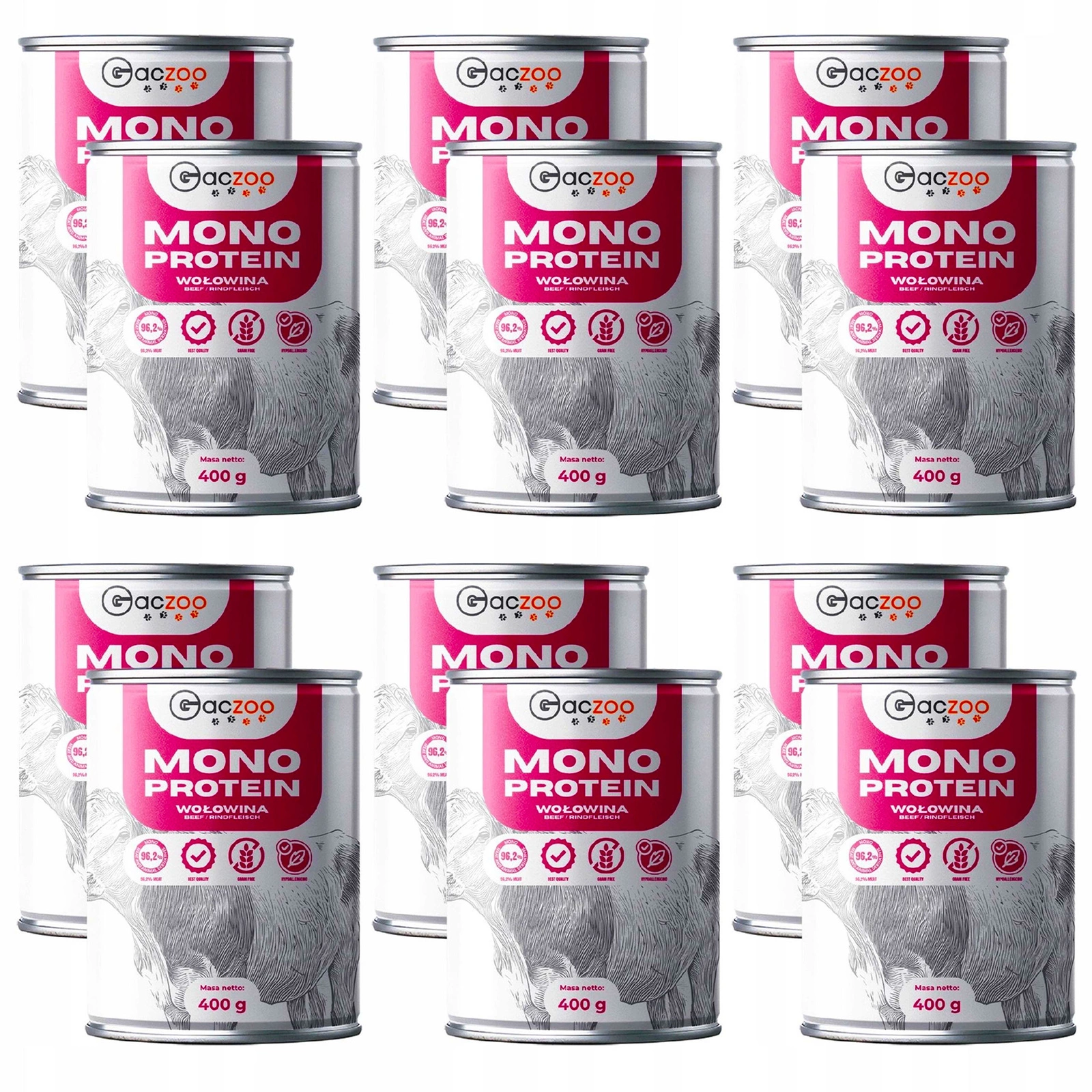 Gaczoo Mono Protein wołowina adult 400 g × 12