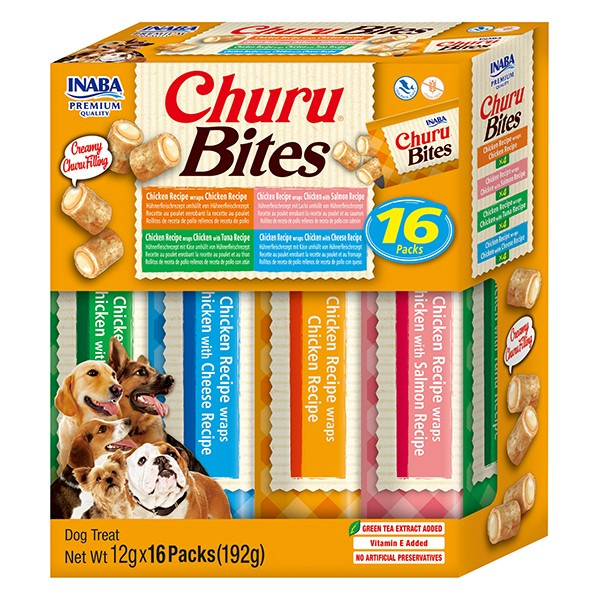 Inaba Churu Bites kurczak, ser, tuńczyk, łosoś 12 g × 16