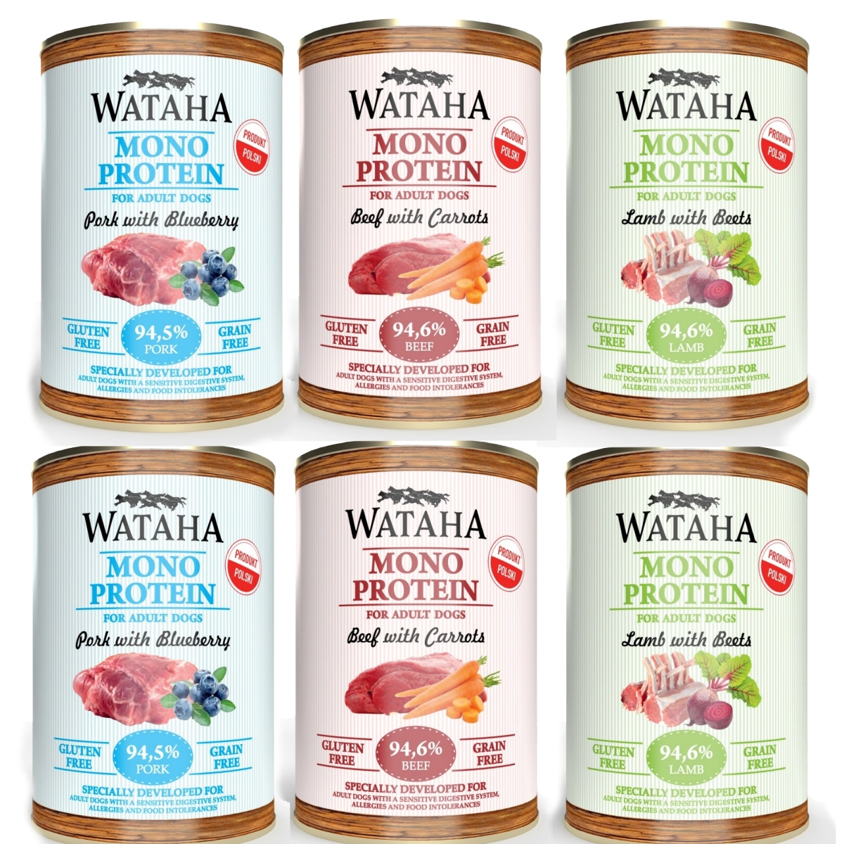 Wataha Mono Protein mix smaków adult 400 g × 6