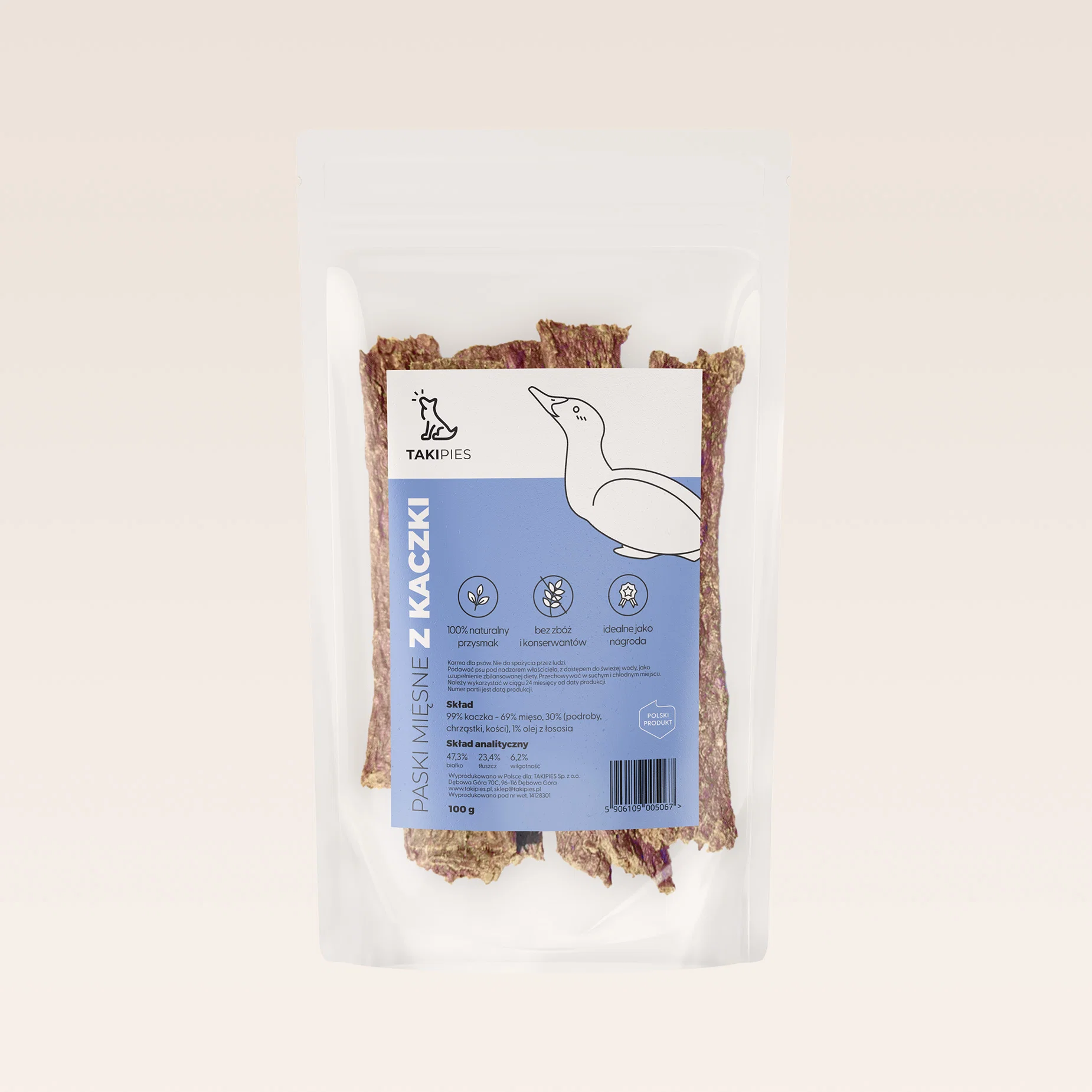 Takipies paski mięsne z kaczki 100 g