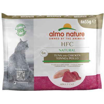 Almo Nature Hfc Natural Sensitive kurczak, tuńczyk w bulionie adult 55 g × 6