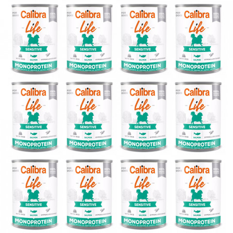 Calibra Dog Life Sensitive łosoś adult 400 g × 12