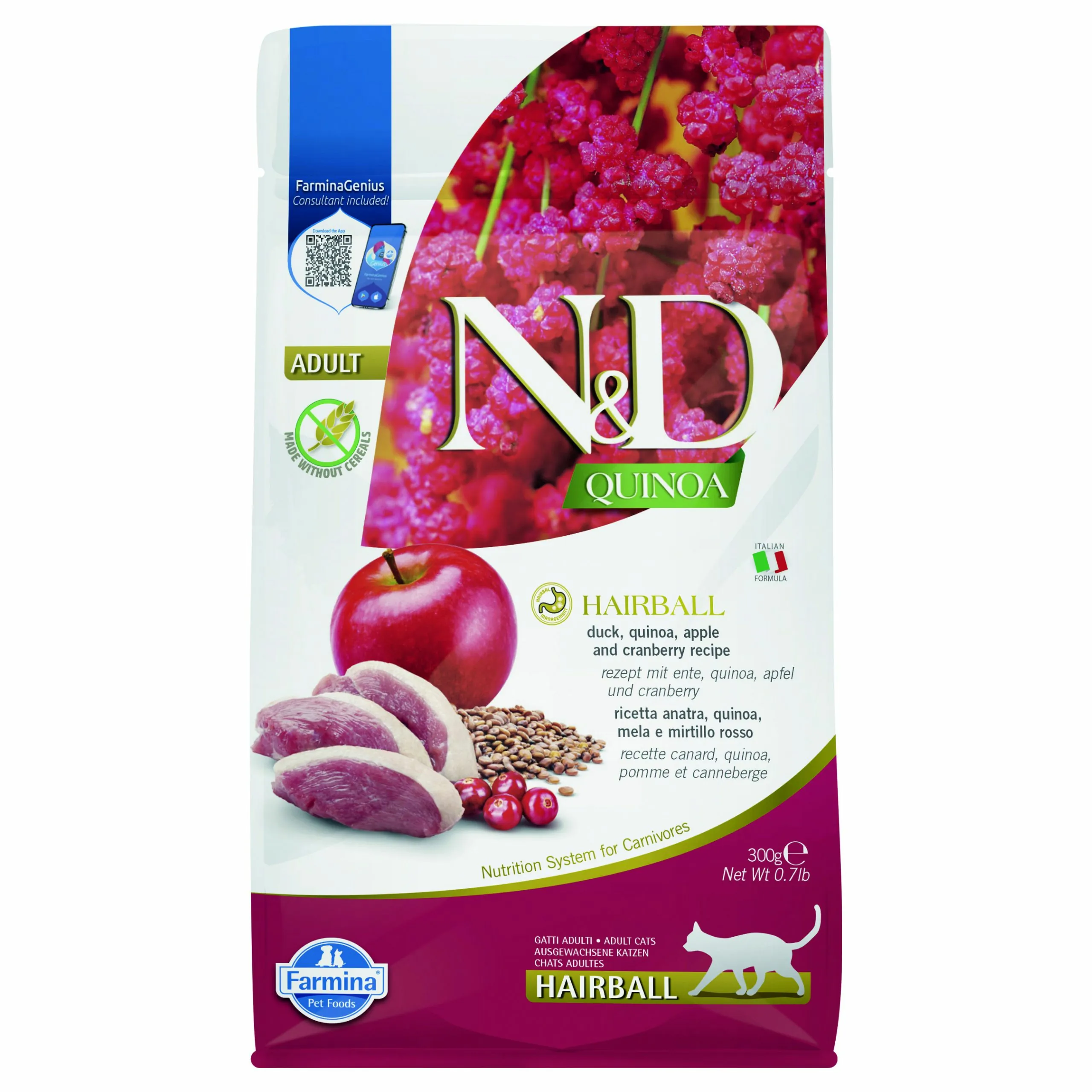 Farmina N&D Quinoa Hairball kaczka z quinoa adult 300 g