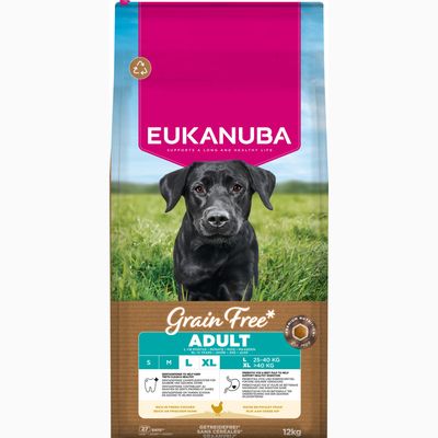 Eukanuba Grain Free kurczak adult duże rasy 12 kg