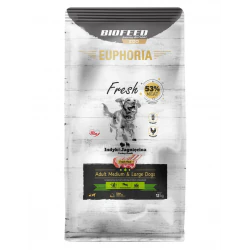 BioFeed Euphoria Fresh Meat indyk, jagnięcina adult średnie i duże rasy 12 kg