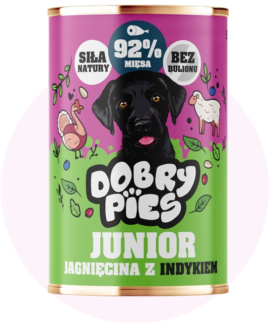 Dobry Pies jagnięcina, indyk junior 400 g × 12