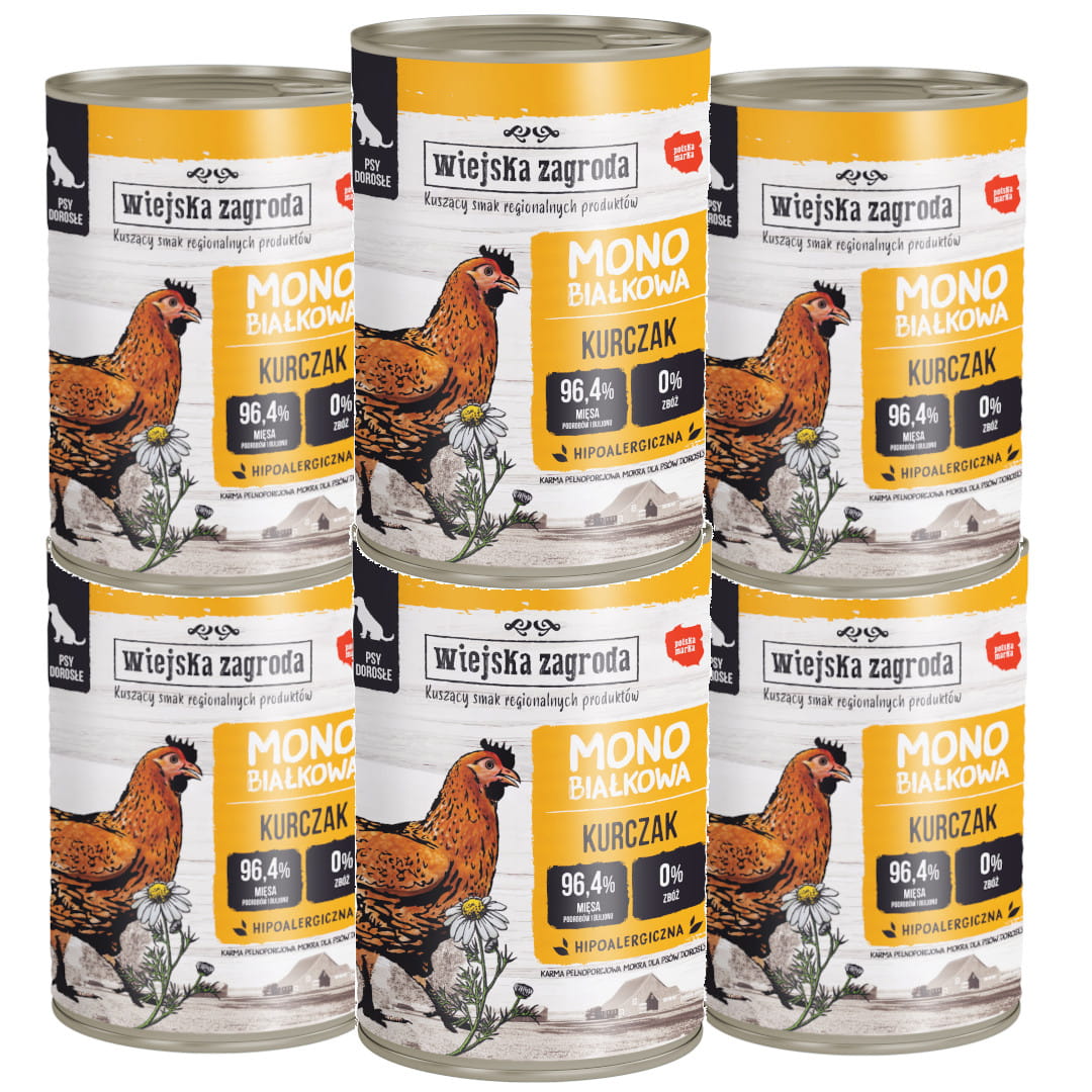 Wiejska Zagroda Monoprotein kurczak adult 400 g × 6