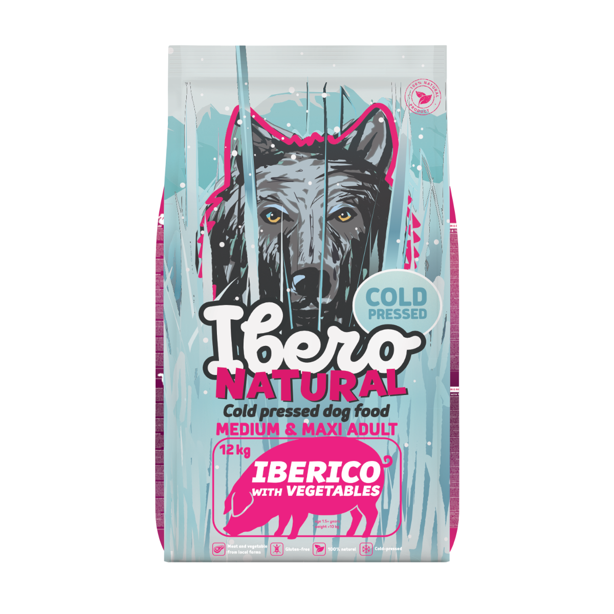 Ibero Cold Pressed indyk, wieprzowina z batatem, owsem, ziemniakiem adult 12 kg