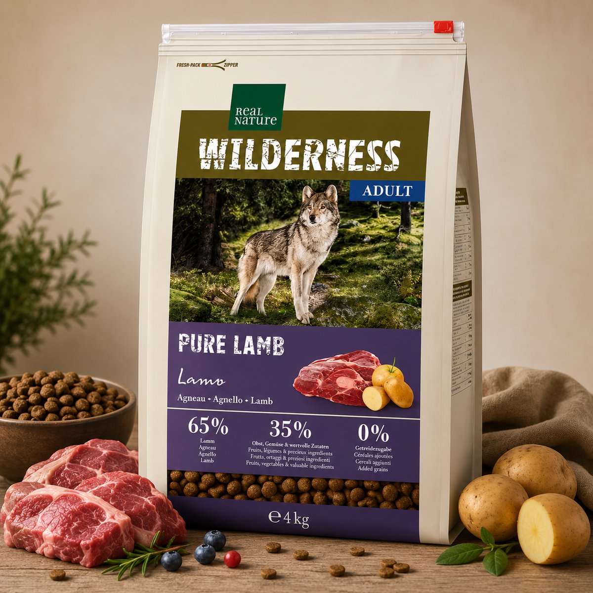 REAL NATURE Wilderness jagnięcina adult 4 kg
