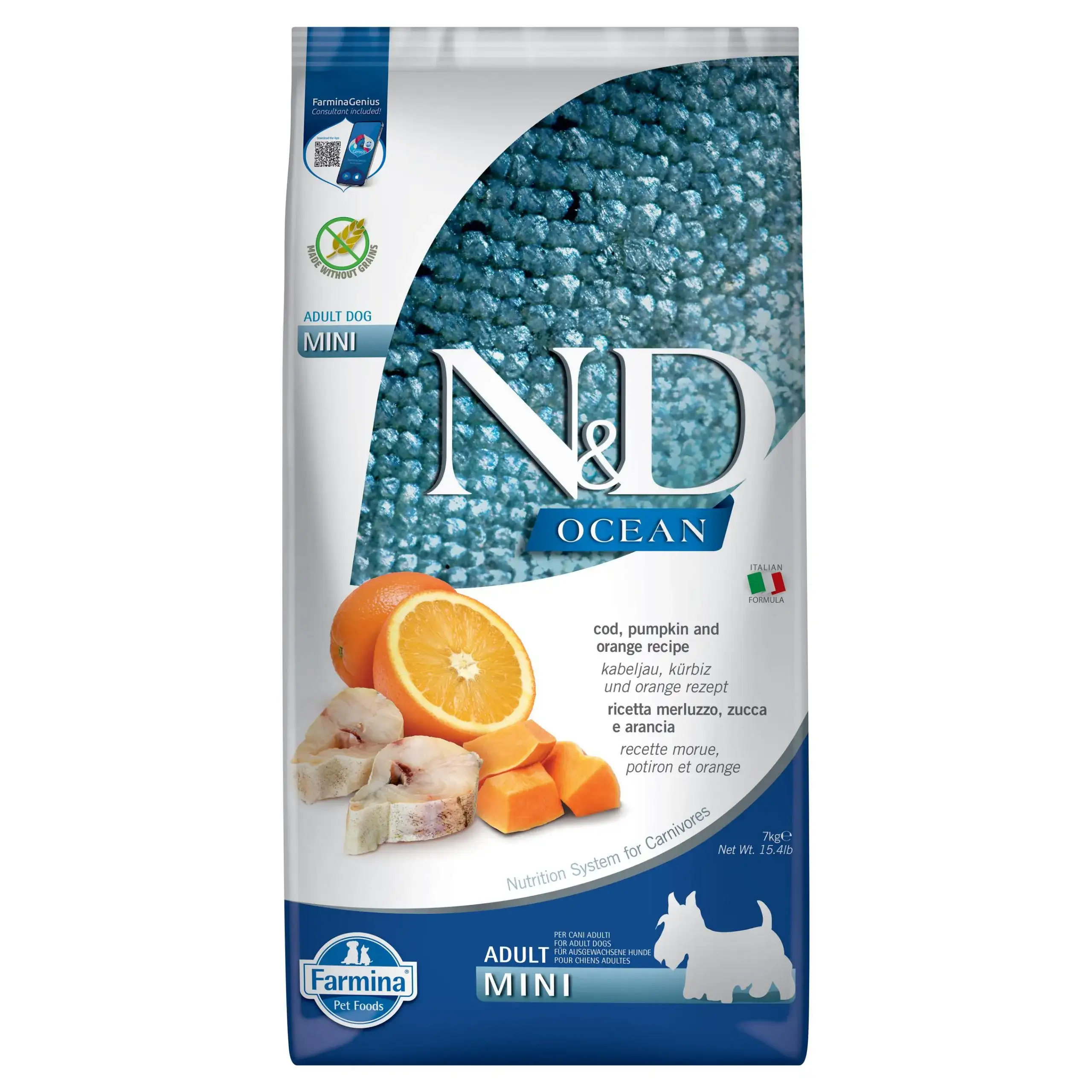 Farmina N&D Ocean dorsz z dynią i pomarańczą adult małe rasy 7 kg