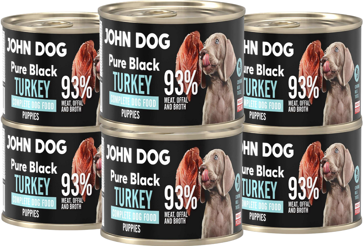 John Dog Pure Black indyk puppy 200 g × 6