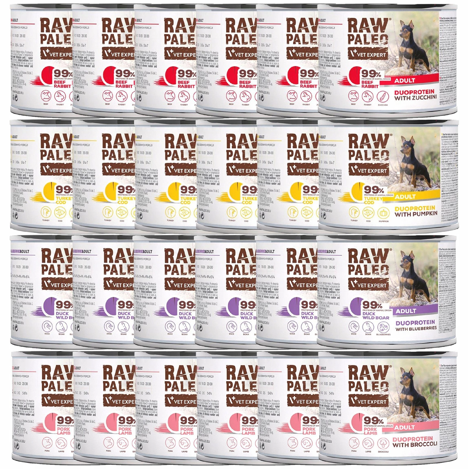 VetExpert Raw Paleo mix smaków adult 200 g × 24